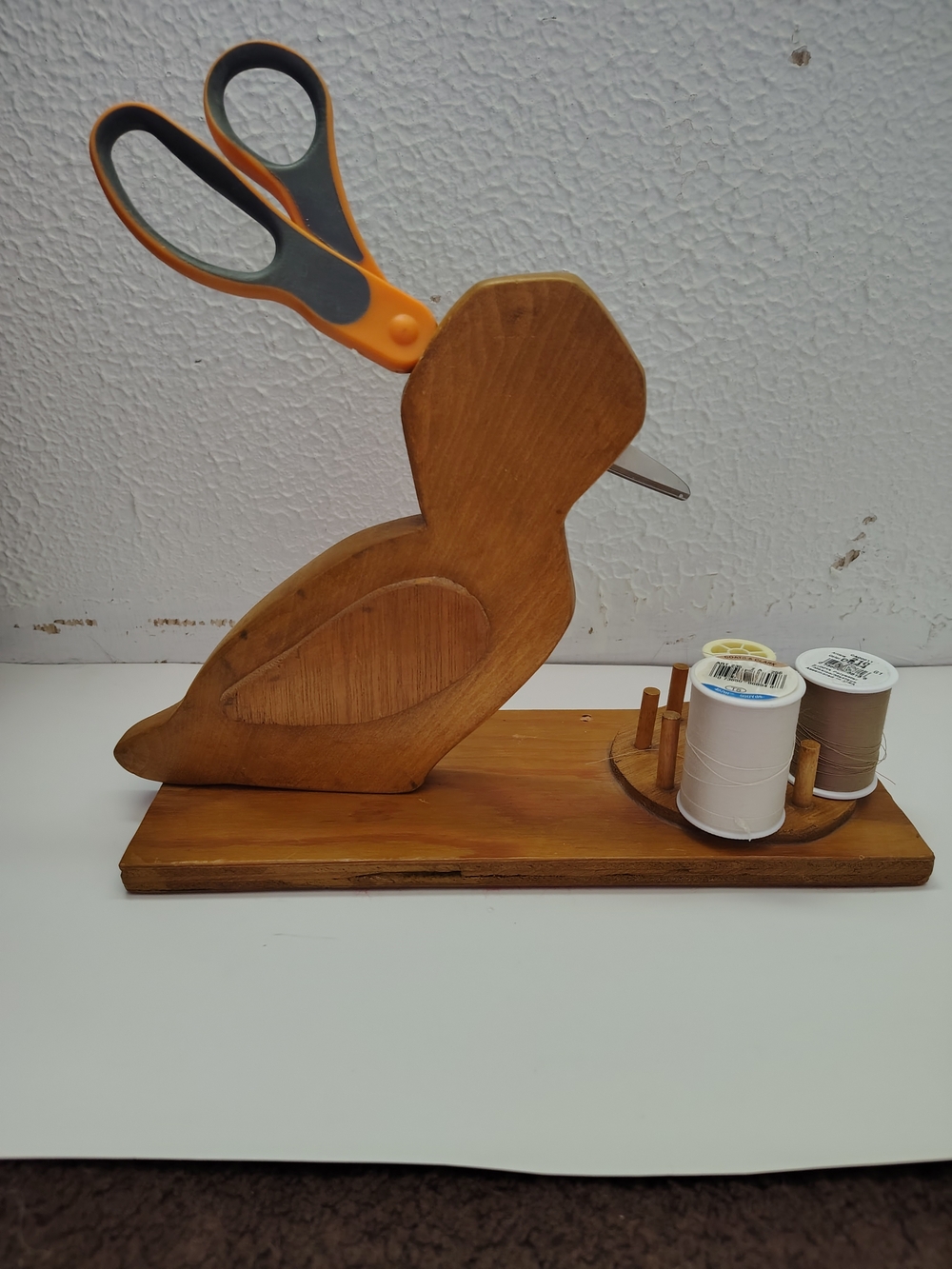 Vintage Wooden Duck Sewing Caddy Organizer